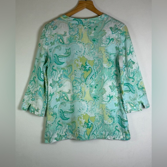 Charter Club Women’s Vtg Y2K Linen Embroidered Boho Tunic Top Sz Petite Medium - Picture 8 of 9